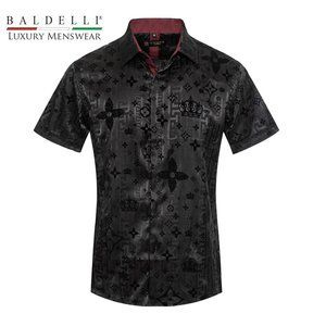 Men's Fashion Shirt - Short Sleeve - Cx by Baldelli-7272 Black